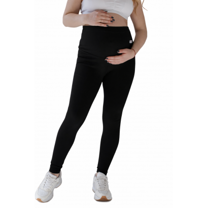 Лосины для беременных в рубчик хлопчатобумажные с регулирующей резинкой на живот, леггинсы maternity rib leggings, Украина Черный 